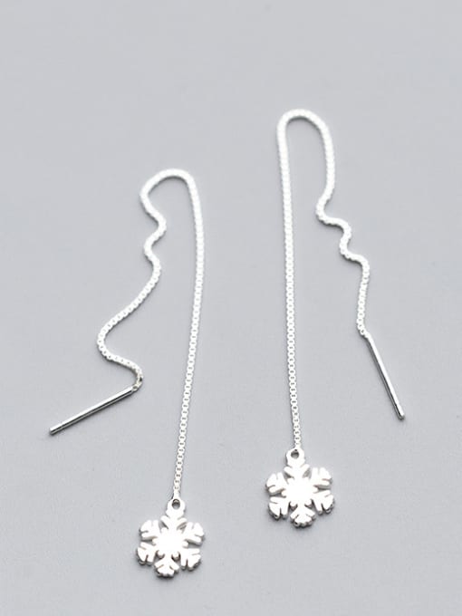 S925 Silver Pair All-match Snowflake Shaped S925 Silver Line Earrings