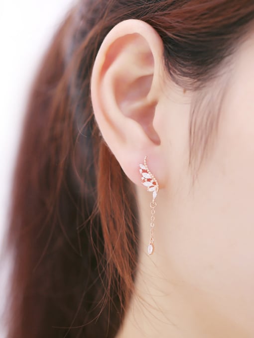 kwan Creative Asymmetry Silver Zircon Drop Earrings 2