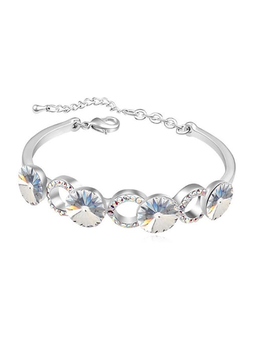 White Fashion Round austrian Crystals-accented Alloy Bracelet