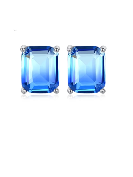BLING SU Brass With Platinum Plated Simplistic Square Stud Earrings 2
