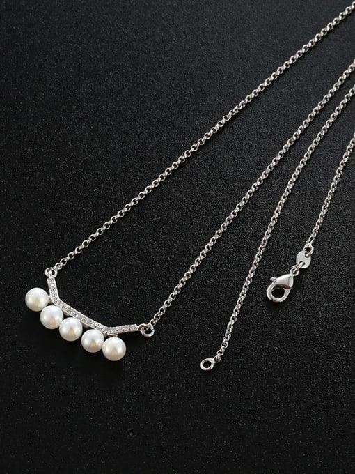 XP Simple Artificial Pearls Rhinestones Necklace 3