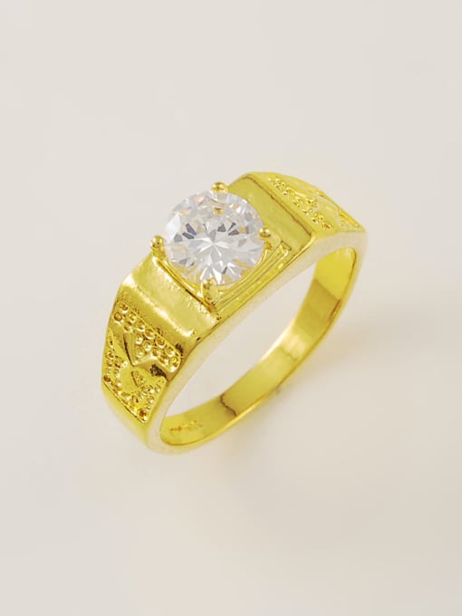 Yi Heng Da Exquisite 24K Gold Plated Zircon Geometric Shaped Ring 0