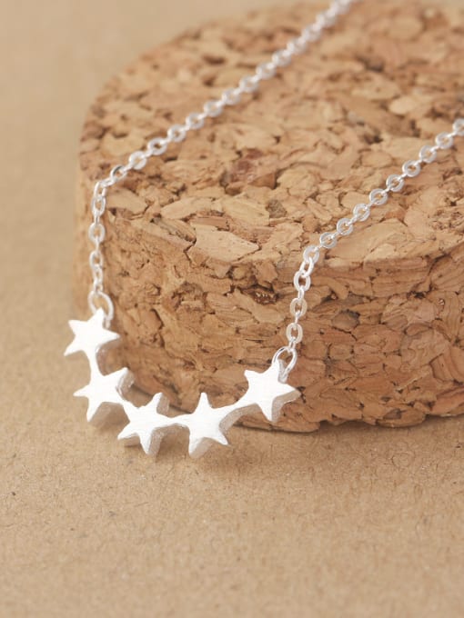 Peng Yuan Simple Five-pointed Stars Silver Necklace 1