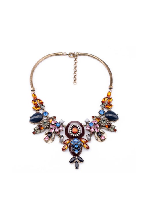 KM Exaggerate Colorful Flower Alloy Necklace 0