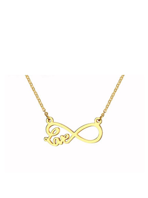 CONG Temperament Gold Plated Figure Eight Shaped Titanium Necklace 0
