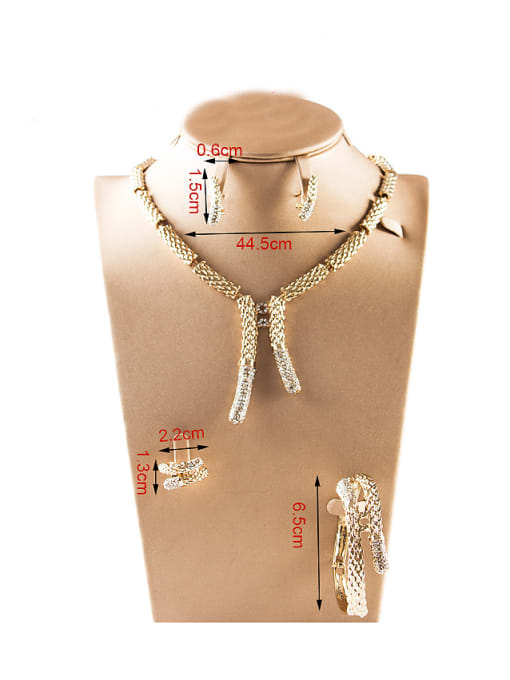 Lan Fu Slub Rhinestones Colorfast Four Pieces Jewelry Set 2