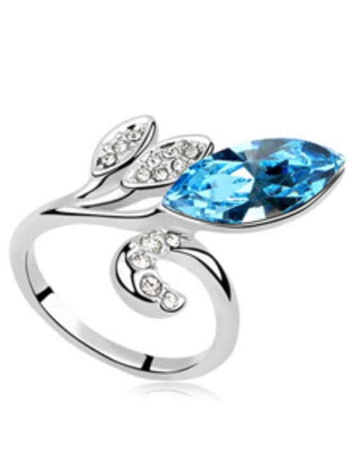 light blue Fashion Marquise Cubic austrian Crystals Flowery Alloy Ring