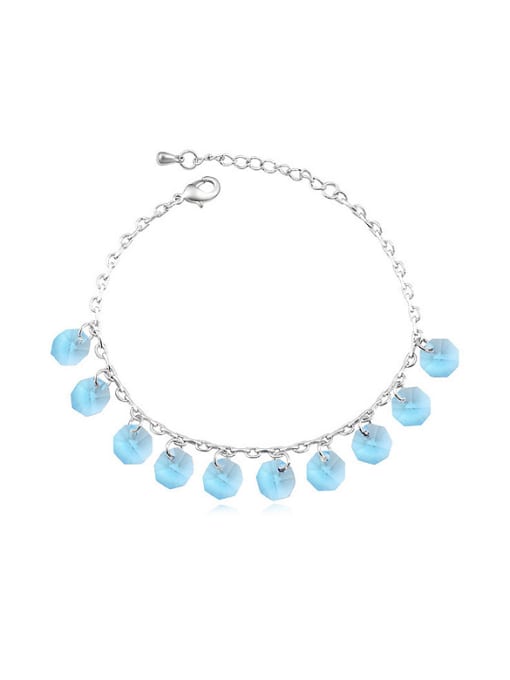 6 Simple Round austrian Crystals Alloy Anklet