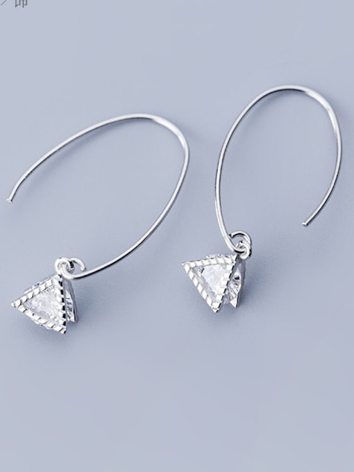 Rosh 925 Sterling Silver With Cubic Zirconia Simplistic Triangle Hook Earrings 0
