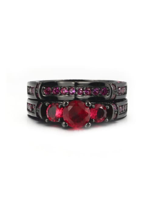 ZK Red Corundum Black Plating Noble Unisex Ring 0