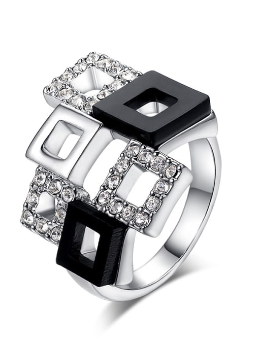 White And Black 6.5# Squares Hollow New Design Copper Ring