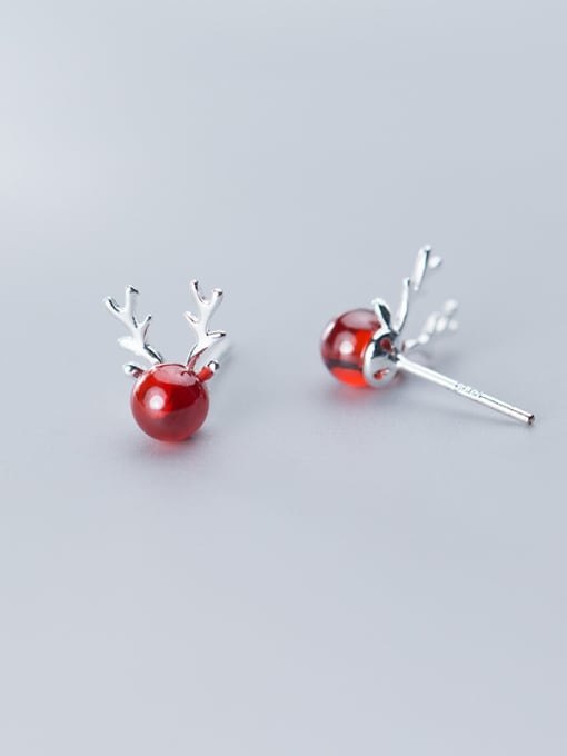 Rosh 925 Sterling Silver With Platinum Plated Cute  Small Elk  Stud Earrings 2