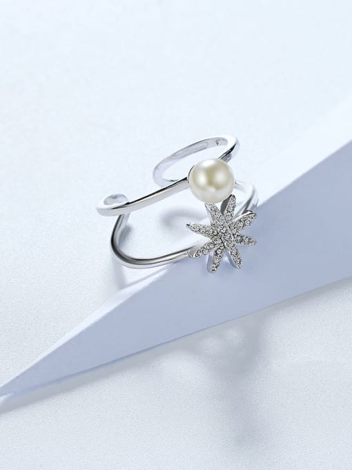 Ronaldo Elegant Double Layer Flower Artificial Pearl Ring 3