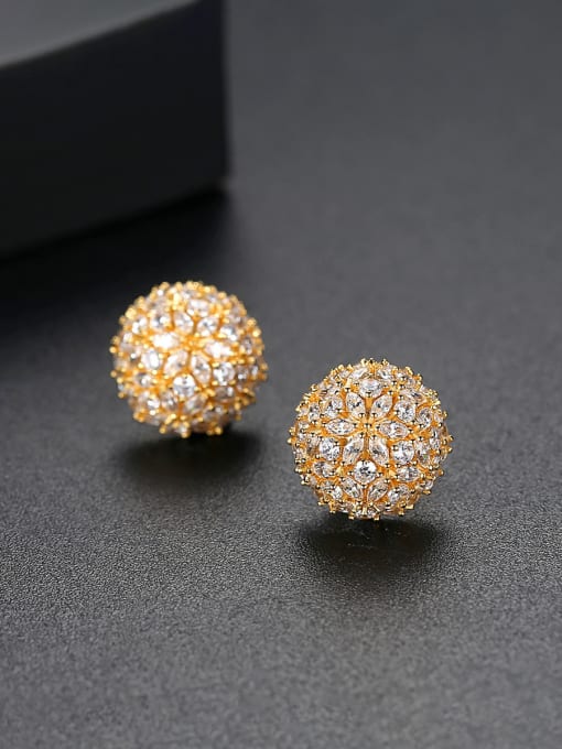 BLING SU Copper inlaid AAA cubic zirconia bling bling Ball Stud Earrings 0