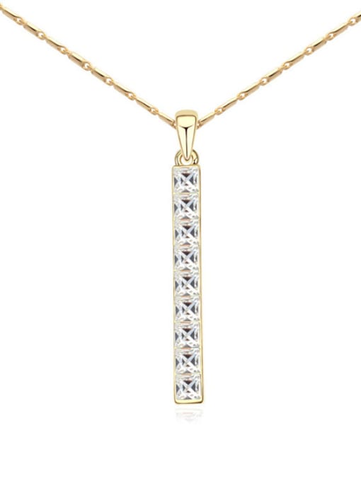 White Simple Tiny Square austrian Crystals stack Alloy Necklace