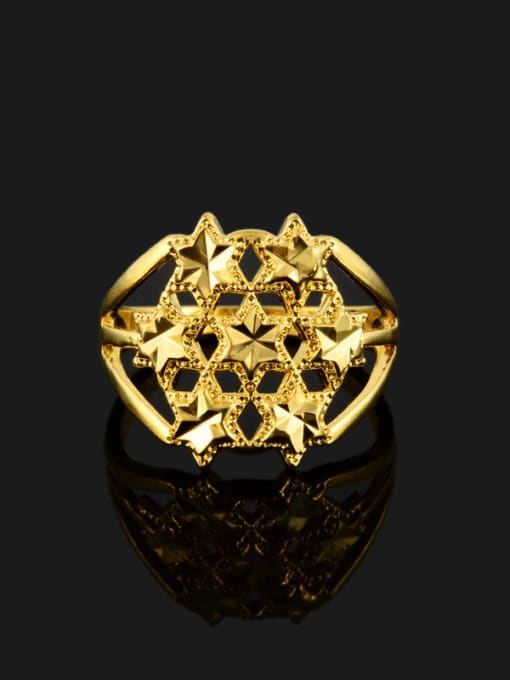 Yi Heng Da High Quality Hollow Star Shaped 24K Gold Plated Ring 1