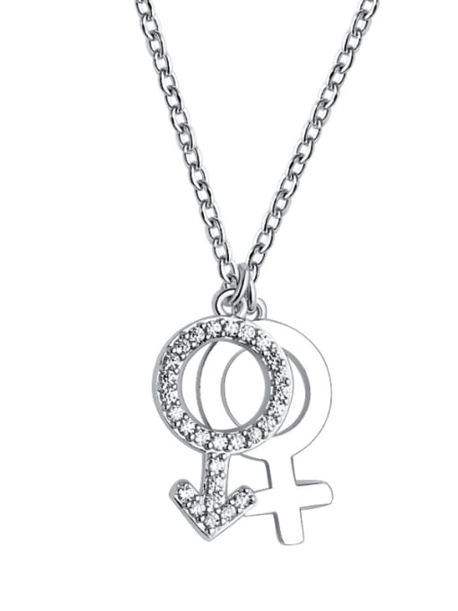 Dan 925 Sterling Silver With Cubic Zirconia Simplistic symbol Necklaces