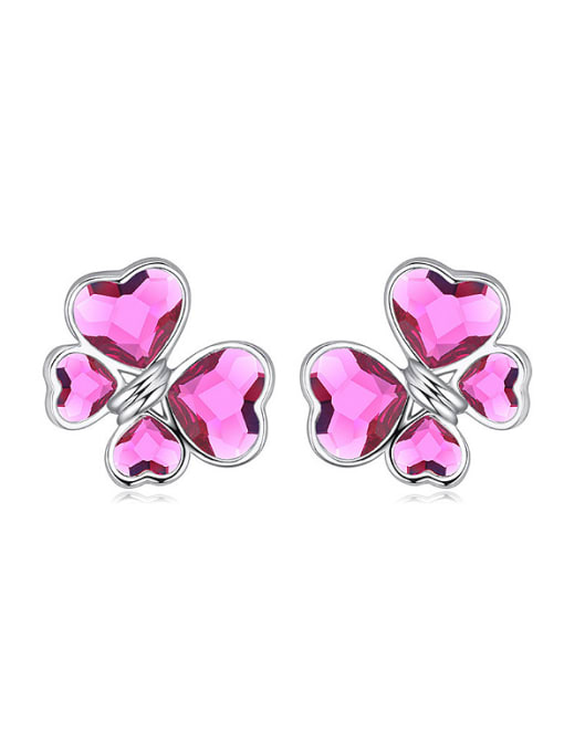 pink Fashion Heart austrian Crystals Alloy Stud Earrings