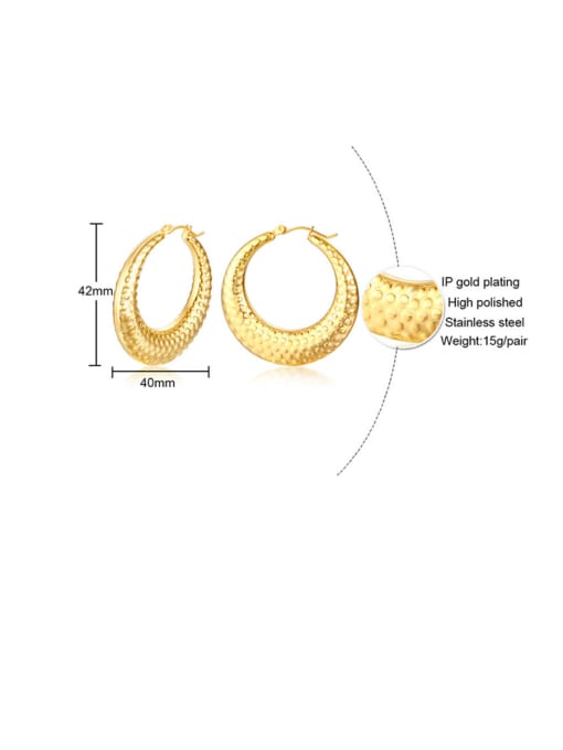 CONG Stainless Steel With Gold Plated Simplistic Hollow Wave Point  Round Hoop Earrings 2