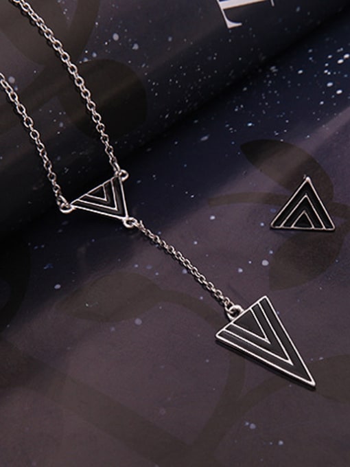BESTIE Alloy White Gold Plated Simple style Triangle-shaped Three Pieces Jewelry Set 2