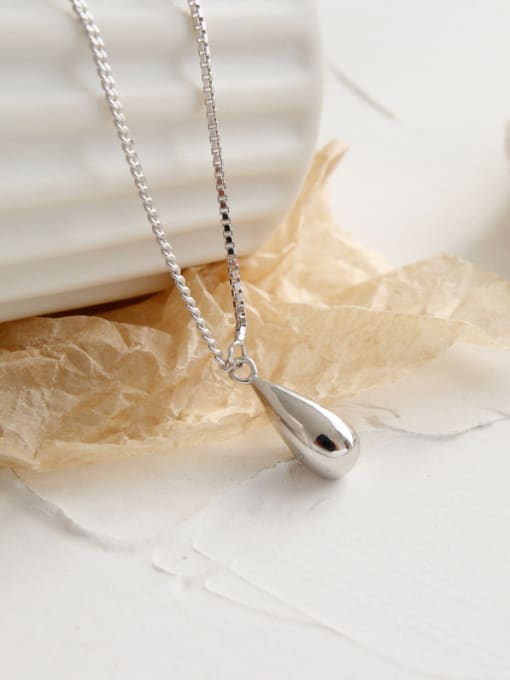 DAKA 925 Sterling Silver With Platinum Plated Simplistic Water Drop Necklaces 1