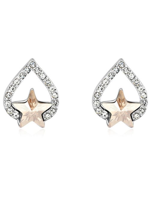 QIANZI Fashion Star austrian Crystals Water Drop Alloy Stud Earrings 2
