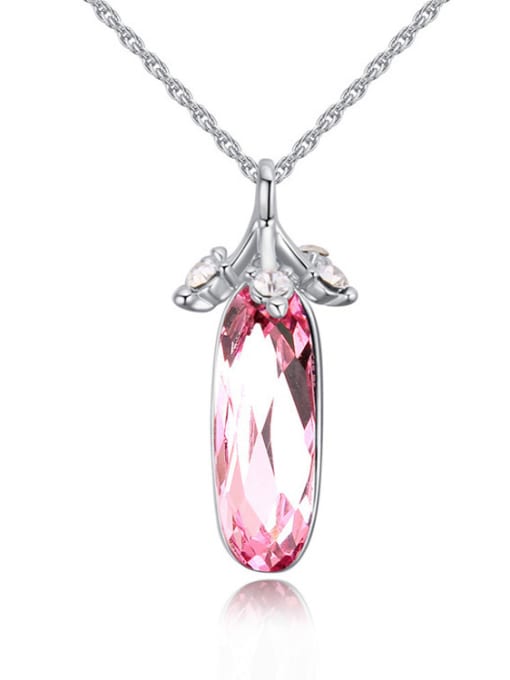 pink Simple Shiny austrian Crystal Platinum Plated Necklace
