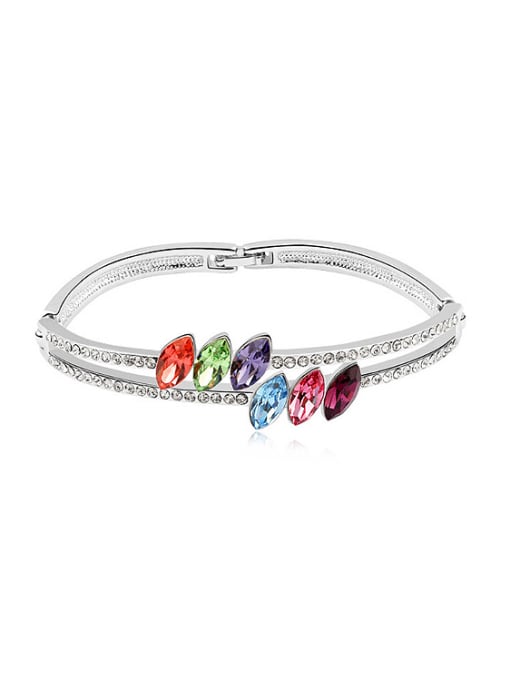QIANZI Simple Two-band Marquise austrian Crystals Bracelet
