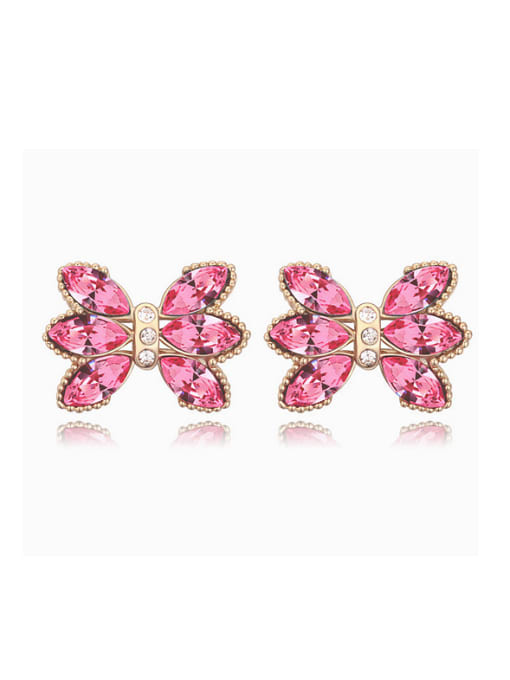 pink Fashion Marquise austrian Crystals Bowknot Alloy Stud Earrings