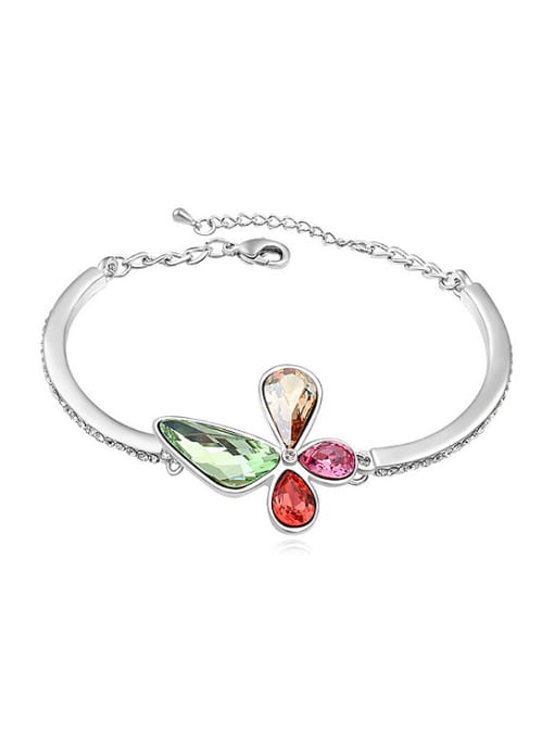 multi-color Fashionable Flowery austrian Crystals Alloy Bracelet