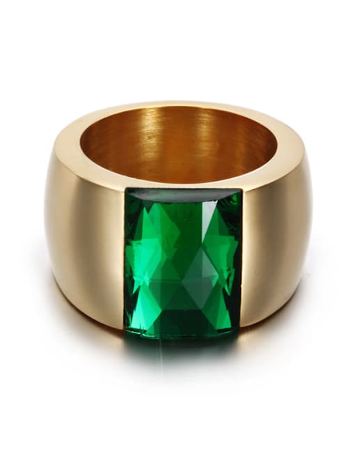 Green 6 yards Titanium With 18k Gold Plated Fashion Square Party Multistone Rings