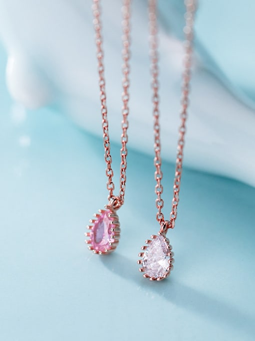 Rosh 925 Sterling Silver With Rose Gold Plated Simplistic Water Drop Necklaces 2