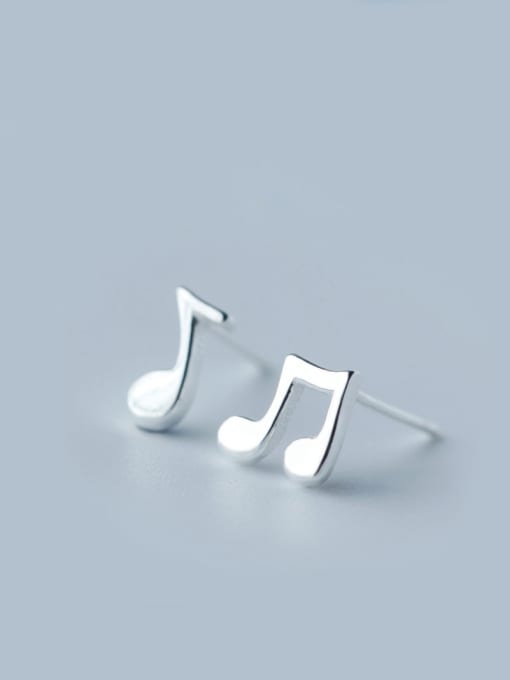 Rosh S925 Silver Personality Asymmetric Notes Stud cuff earring 0