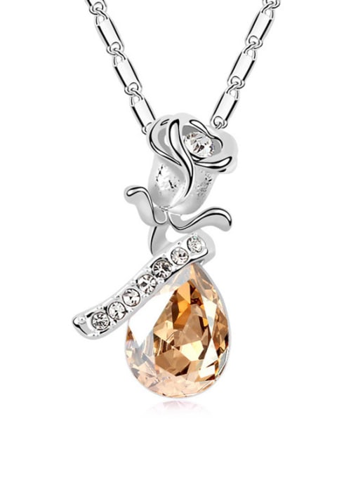 QIANZI Fashion Rosary Flower Water Drop austrian Crystal Alloy Necklace 2