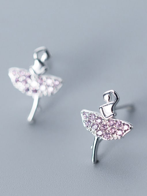 Rosh 925 Sterling Silver With Silver Plated Cute Ballet girl Stud Earrings 0