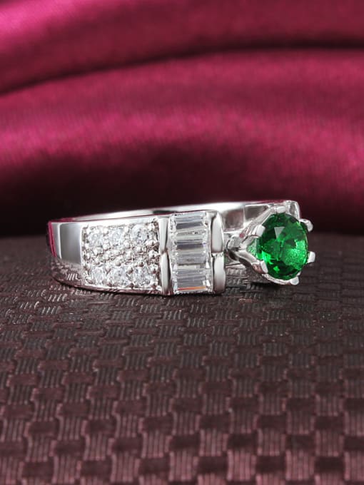 SANTIAGO Shimmering Green Round Shaped Zircon Women Ring 1