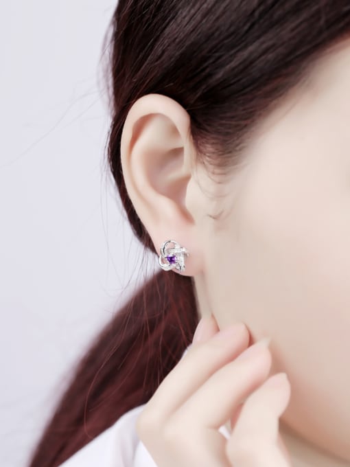 kwan Micro Pave Zircon Amethyst Stud Earrings 1