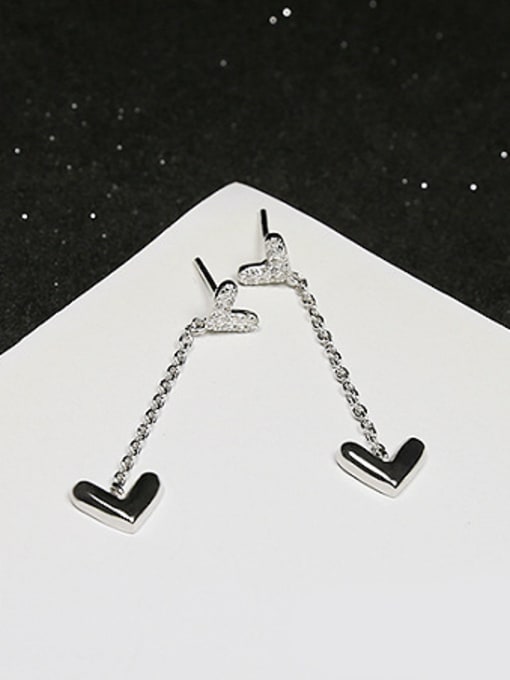 Peng Yuan Fashion Heart-shaped Silver Drop Earrings 0