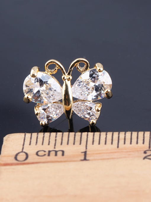 Qing Xing High Quality Zircon 18K Gold Plated Butterfly Animal Classic stud Earring 2