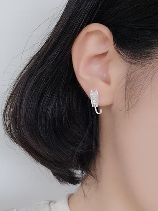 Peng Yuan Asymmetrical Little Cat Fish Stud Earrings 1