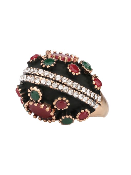 Gujin Retro style Black Enamel Resin stones Alloy Ring 0