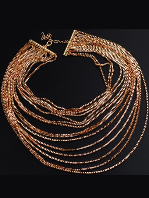 Qunqiu Exaggerated Personalized Multi-layers Box Chains Necklace 1