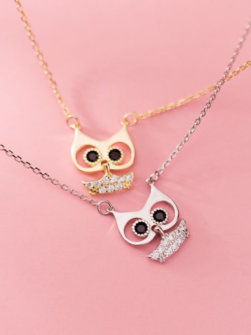 Rosh 925 Sterling Silver With Cubic Zirconia Cute Animal Owl Necklaces 1