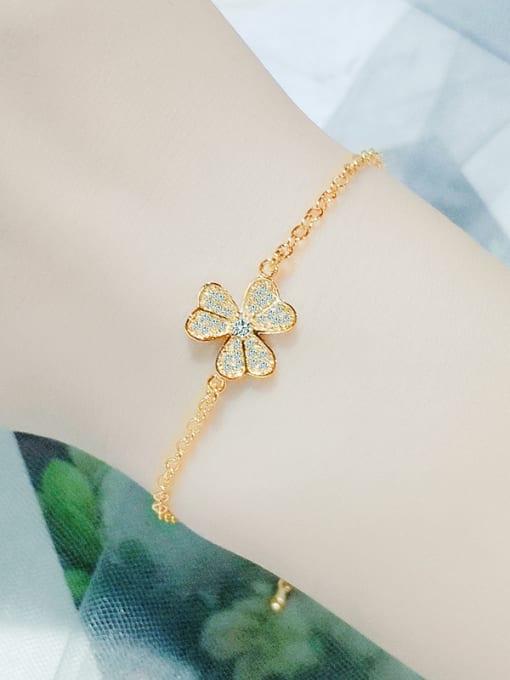 Mo Hai Copper With Cubic Zirconia Simplistic Flower Adjustable  Bracelets 2
