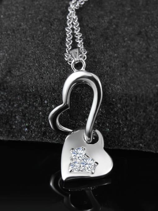 SANTIAGO Personalized Hollow Hearts Cubic Rhinestones 925 Sterling Silver Pendant 1