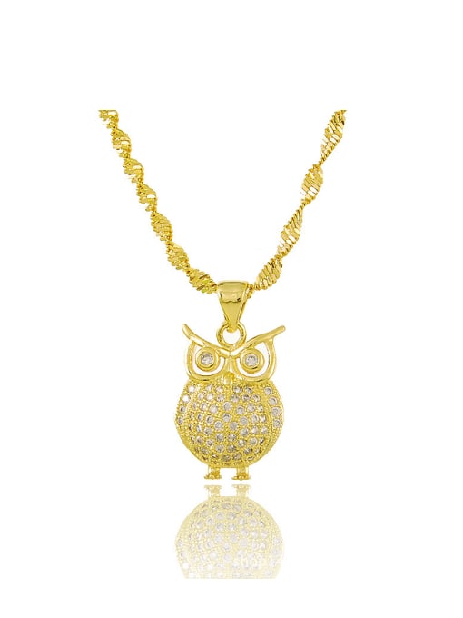 Yi Heng Da Lovely Owl Shaped Shimmering Rhinestones Copper Necklace 0