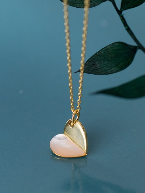 Rosh 925 Sterling Silver With Gold Plated Simplistic Heart Necklaces