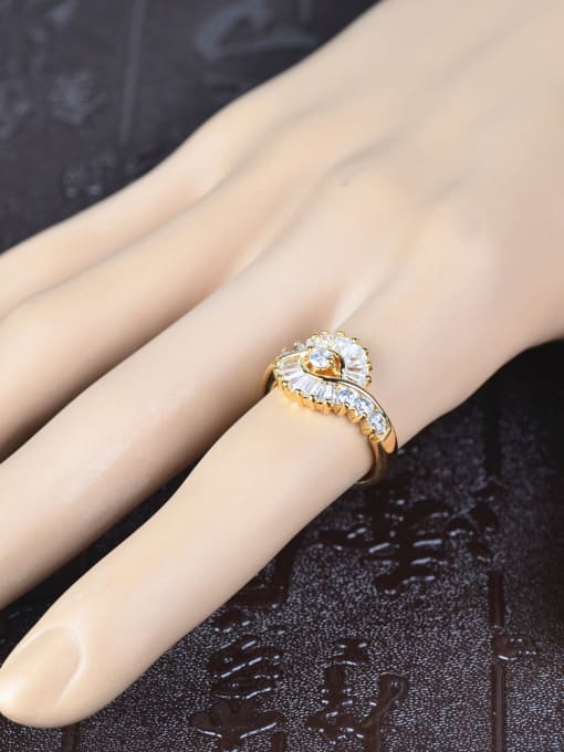 Wei Jia Fashion White Zirconias Gold Plated Copper Ring 1