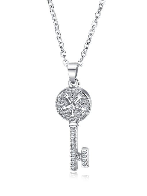 707 - Platinum Copper With White Gold Plated With key Necklaces