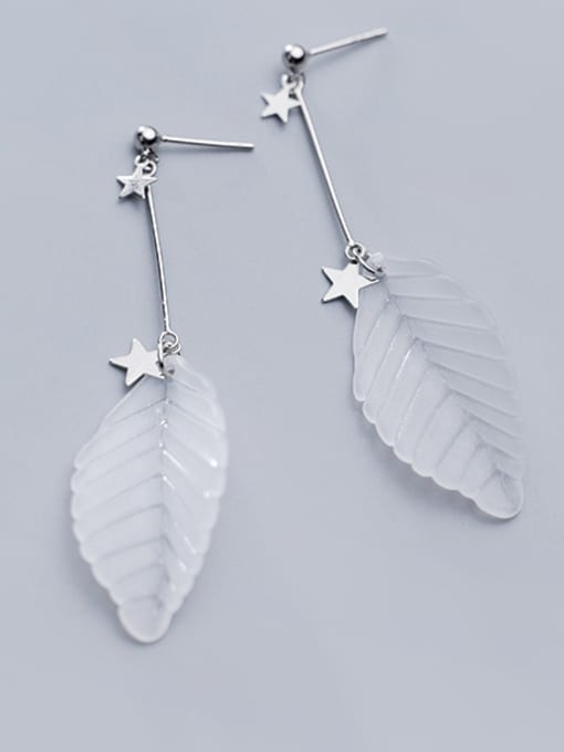 Rosh 925 Sterling Silver With Platinum Plated Trendy Leaf Drop Earrings 0